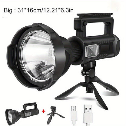 XHP90 High Power LED Flashlight USB Rechargeable Powerful Spotlight Searchlight – 4 Modes, Camping Lantern Torch with Bracket for Fishing Camping Hiking Hunting Outdoor Adventure Patrol