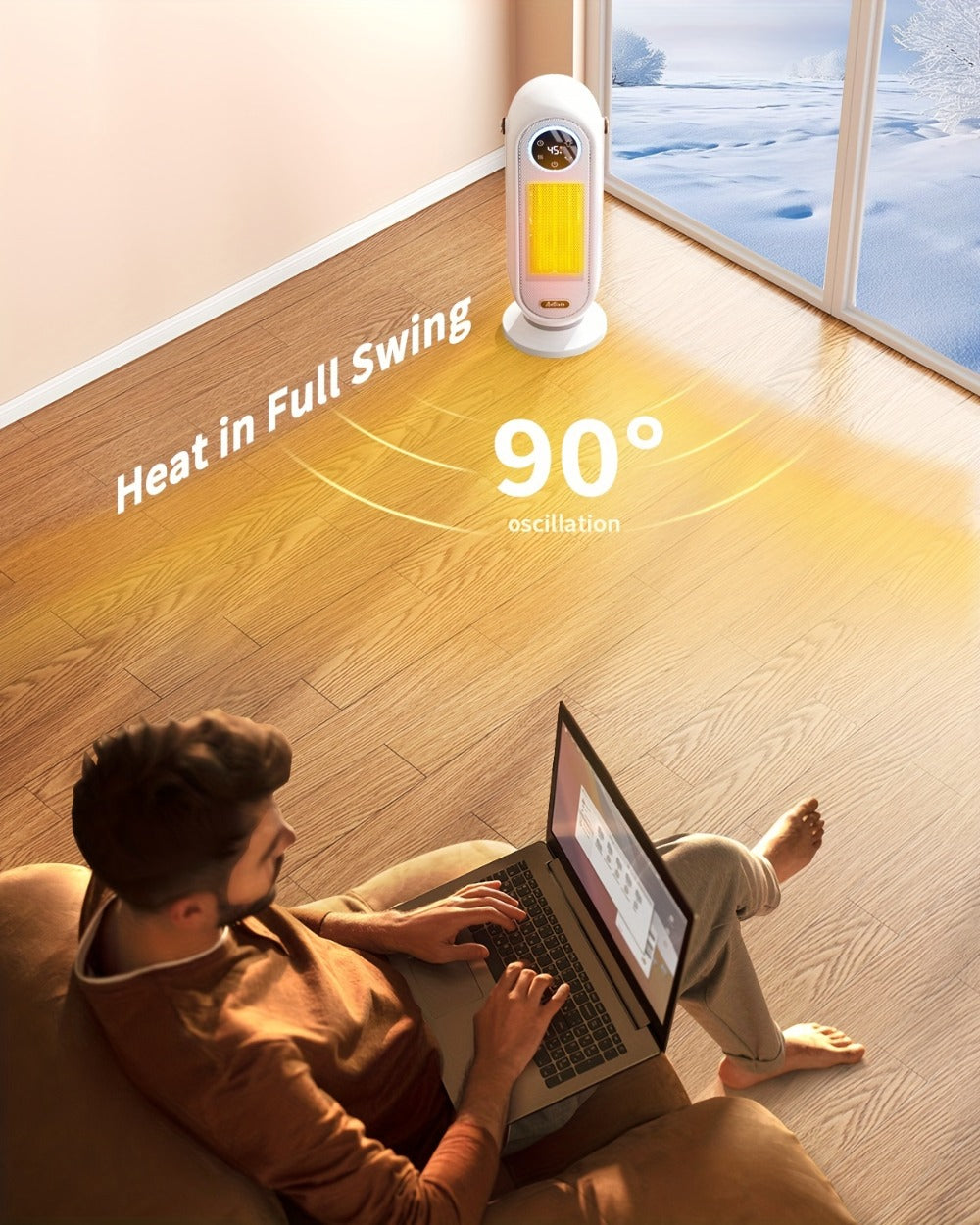 Space Heater 1500W with Remote Control & Digital Display – Portable Electric Heater for Indoor Use, 90° Oscillation, Overheat Protection, Ultra-Quiet Room Heater for Bedroom, Office & Home