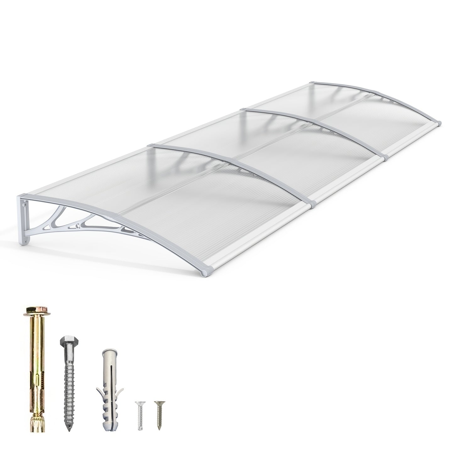 Window Awning Door Canopy Polycarbonate Overhang – UPF 50+ UV & Rain Protection, Leak-Proof Hollow Sheet, Weather-Resistant Outdoor Patio Awning for Doorways, Windows, Storefronts – Multiple Sizes & Colors