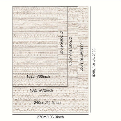 Moroccan Boho Area Rug Machine Washable Low Pile Soft Indoor Carpet for Living Room Bedroom Office Neutral Blue Brown Red Multi-Size