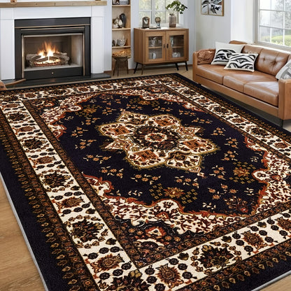 Bohemian Round Rug Large - Soft Non-Slip Machine Washable Vintage Area Rug for Living Room Bedroom Floor Decor
