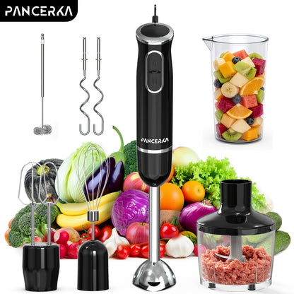 Immersion Blender 8-in-1 Electric Hand Blender with Turbo Mode & Detachable Base – 304 Stainless Steel Handheld Blender with Whisk Milk Frother Attachments for Smoothies Soups Baby Food Puree