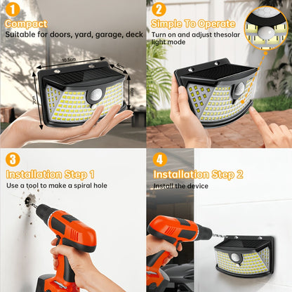 Solar Step Lights Outdoor 120 LED Motion Sensor – 270° Wide Angle IP65 Waterproof Wall Light with 3 Modes | 18-Hour Solar Powered Stair Light for Pathway, Fence, Garage & Deck | 4/6/8 Pack