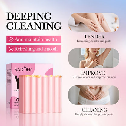 Intimate Cleansing Soap Rose Essence Built-in Bubble Net Rich Foam pH Balance Moisturizing Private Parts Soap for Women Peach Strawberry 2pcs 4pcs