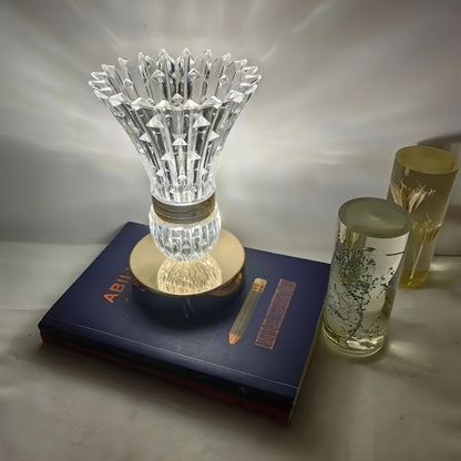 Crystal Vase Table Lamp Touch Control USB Rechargeable Adjustable Brightness Bedside Night Light