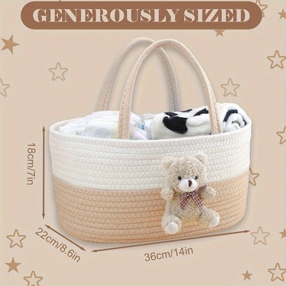 Cute Animal Woven Storage Basket – Decorative Desktop Organizer for Remote Controls, Toys, Stationery & Small Items – Bear, Bunny, Elephant & Giraffe Styles for Home, Nursery & Gift