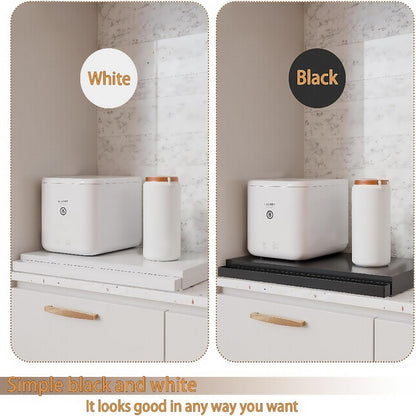 Microwave Stand Countertop Organizer Adjustable Metal Pull-Out Rack Shelf Space Saving Kitchen Storage for Microwave Oven Air Fryer Rice Cooker Coffee Station Toaster Appliances Black White 1 or 2 Piece