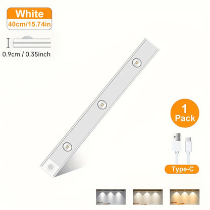 LED Motion Sensor Light USB-C Rechargeable 3 Color Temperatures Stepless Dimming Wireless Magnetic Under Cabinet Closet Night Light 1 2 4 Pack 20cm 30cm 40cm 50cm