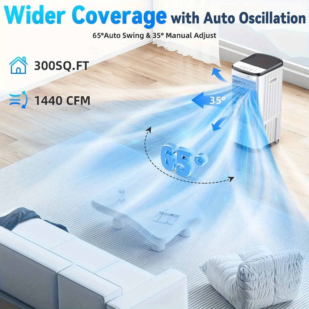 Outdoor Air Cooler 3-in-1 Evaporative Cooler Fan with Misting Humidifier 2.9 Gal Large Tank Remote Control 45° Oscillation for Patio Garden Deck BBQ White