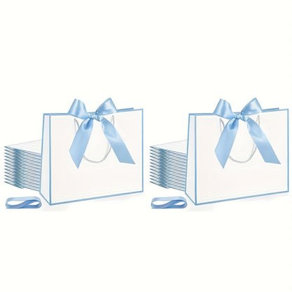 Gift Bags with Handles for Party Favors - Butterfly Ribbon Thank You Bags Wedding Baby Shower Birthday Bridesmaid Housewarming Autumn Celebration Elegant Packaging 12 24 36pcs