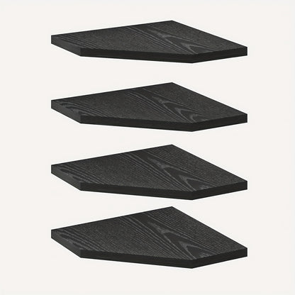 Floating Corner Wall Shelf 5-Sided Wall Mounted Storage Rack - Modern Display Unit for Bathroom, Kitchen, Bedroom & Living Room - Set of 2, 4 or 6 in Brown, Black or White
