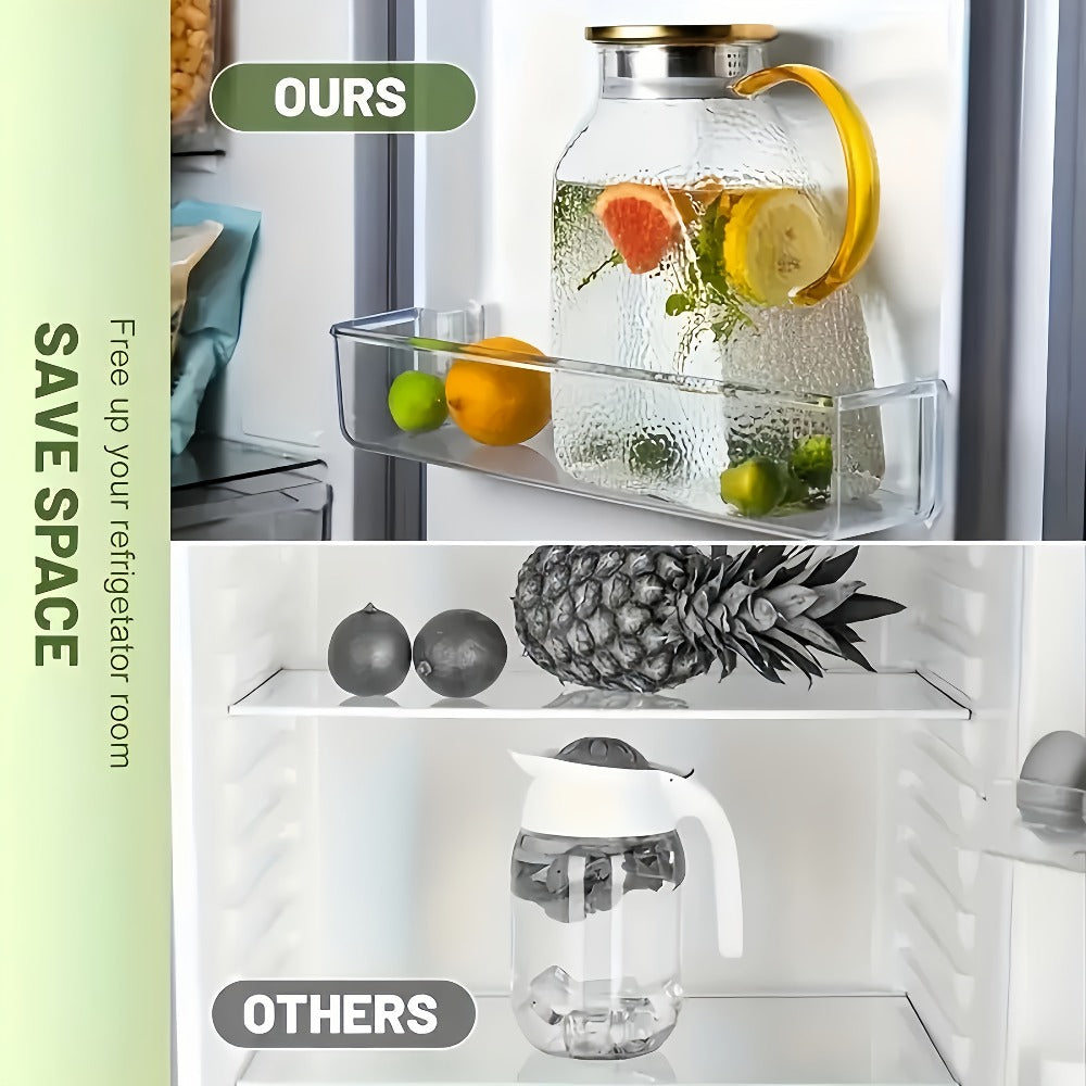 Glass Water Bottle Kettle Set – Heat-Resistant Large Capacity Fridge Door Storage with Cleaning Brush & Long Spoon – Perfect for Iced Tea, Cold Brew Coffee, Juice & Infused Water