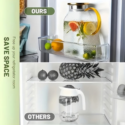 Glass Water Bottle Kettle Set – Heat-Resistant Large Capacity Fridge Door Storage with Cleaning Brush & Long Spoon – Perfect for Iced Tea, Cold Brew Coffee, Juice & Infused Water