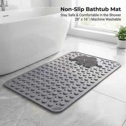 Non-Slip Bath Mat for Bathtub Shower with Suction Cups Extra Soft TPE Bathtub Mat Machine Washable Fast Draining Large 30x17 Inch Bathroom Mat for Tub