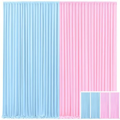 Blackout Backdrop Curtain 4 Pack 5x10 Ft - Heavyweight Nonwoven, Wrinkle-Resistant, Smooth Hanging for Wedding Birthday Baby Shower Party Photography Background Decoration