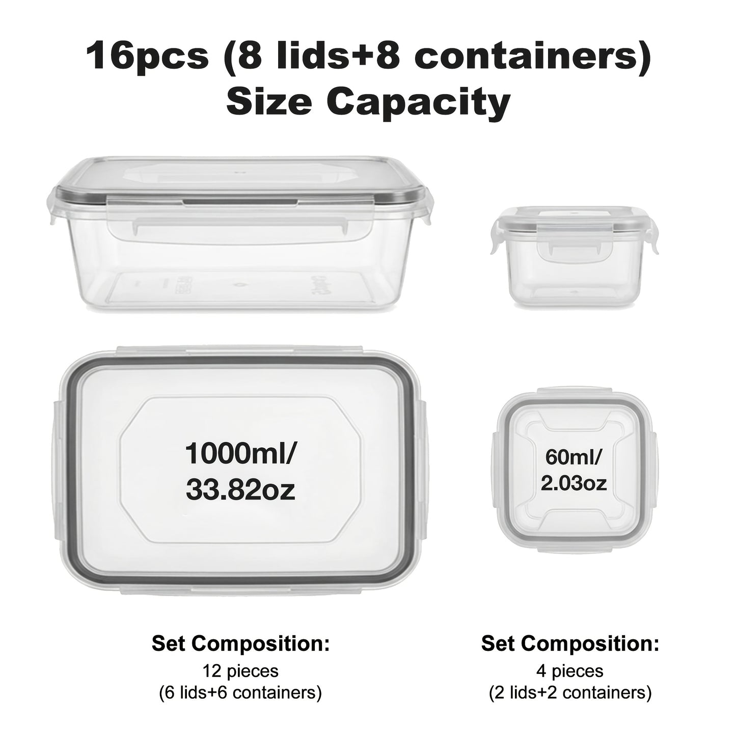 Airtight Food Storage Container Set 16/28/48 Pcs with Secure Lids, Sealed Plastic Containers for Pantry Organization, Kitchen, Travel & Outdoor Picnics – Includes Labels & Markers