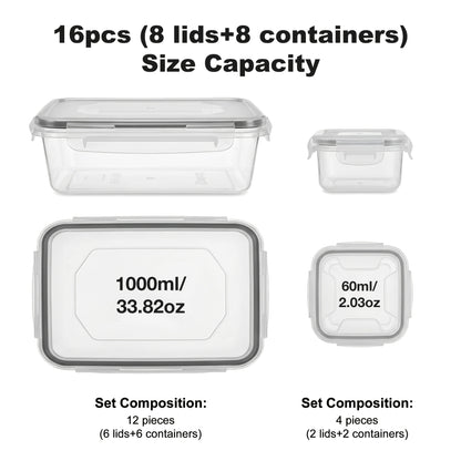 Airtight Food Storage Container Set 16/28/48 Pcs with Secure Lids, Sealed Plastic Containers for Pantry Organization, Kitchen, Travel & Outdoor Picnics – Includes Labels & Markers