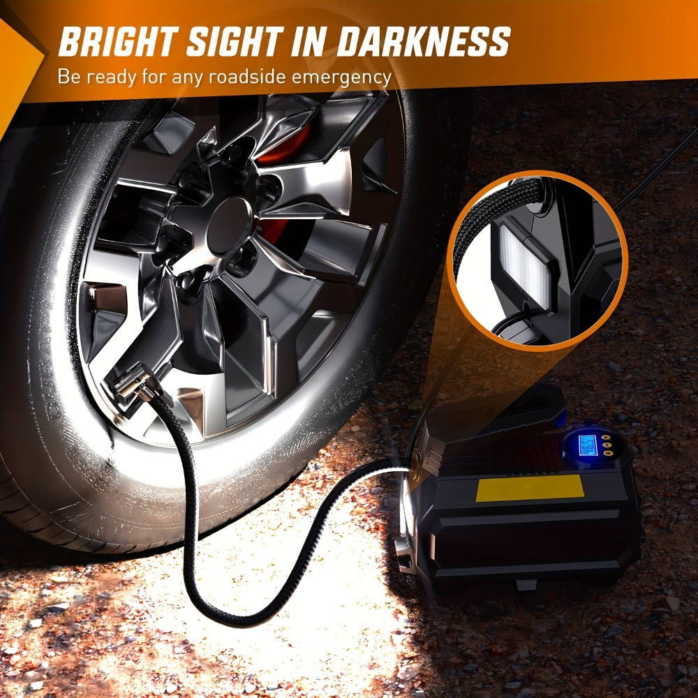 Portable Tire Inflator Air Compressor 12V DC 150PSI – Auto Shut-Off Digital Pressure Gauge LED Light Air Pump for Car SUV ATV Bicycle Motorcycle Balls