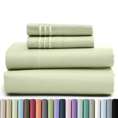 Fitted Sheet Set 4 Piece Microfiber Deep Pocket Bed Sheets - Soft Brushed Bedding Set with Pillowcases, All Season Cooling Sheet Set, 16 Inch Deep Pocket, Multiple Colors & Sizes