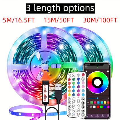Smart RGB LED Strip Lights 10M 32FT Remote Control Color Changing Atmosphere Lights for Bedroom Room Party Halloween Christmas Wedding Home Decor