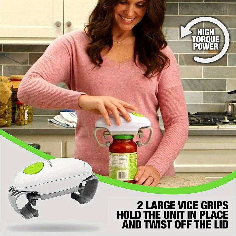 Electric Jar Opener for Elderly & Weak Hands – One-Touch Auto-Off, High Torque Battery-Powered Jar Lid Opener with Ergonomic Design for Kitchen