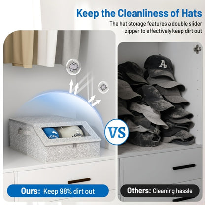 Stackable Baseball Cap Storage Box Organizer | Dustproof Cardboard Hat Box Holds 24 Caps | 1/2 Pack