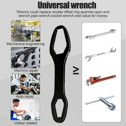 Torx Wrench Set 2pcs Adjustable Self-Tightening Dual End Carbon Steel Portable Handle Multi-Functional Universal Wrench for Car Repair Automotive Bike Motorcycle Home DIY Random Color