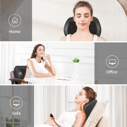 Shiatsu Back Massager with Heat Deep Tissue 3D Kneading for Neck Shoulder Back 3 Massage Modes 2 Heating Levels Electric Body Massager Gift for Mom Dad Women