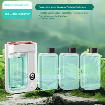 Essential Oil Aromatherapy Diffuser Set – Mini Humidifier with 7 Spray Levels, 1/4/8 Hour Timer, 5.07oz Capacity, Room Decor Scent Diffuser with Hilton, Gardenia, Ocean & Shangri-La Oils