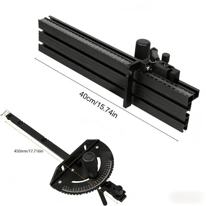 400mm Woodworking Angle Gauge with Adjustable Fence & Guide Rail – Precision Miter Measuring Tool Compatible with 30mm & 45mm T-Track for Table Saw Router
