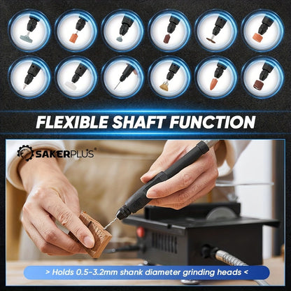 100W Electric Mini Table Saw with Woodworking Pen Set, 7-Speed & Angle Adjustable, 16mm Max Cutting Depth, Precision Crafts Model Making DIY Jewelry Home Projects, Great Gift for Men & Beginners