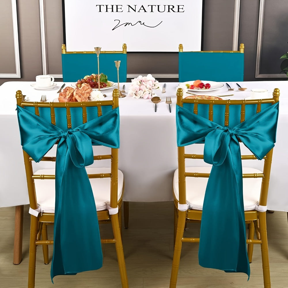 100pcs Satin Chair Sashes Bows for Wedding Banquet Party Event Decoration – 13 Colors, 18×275cm