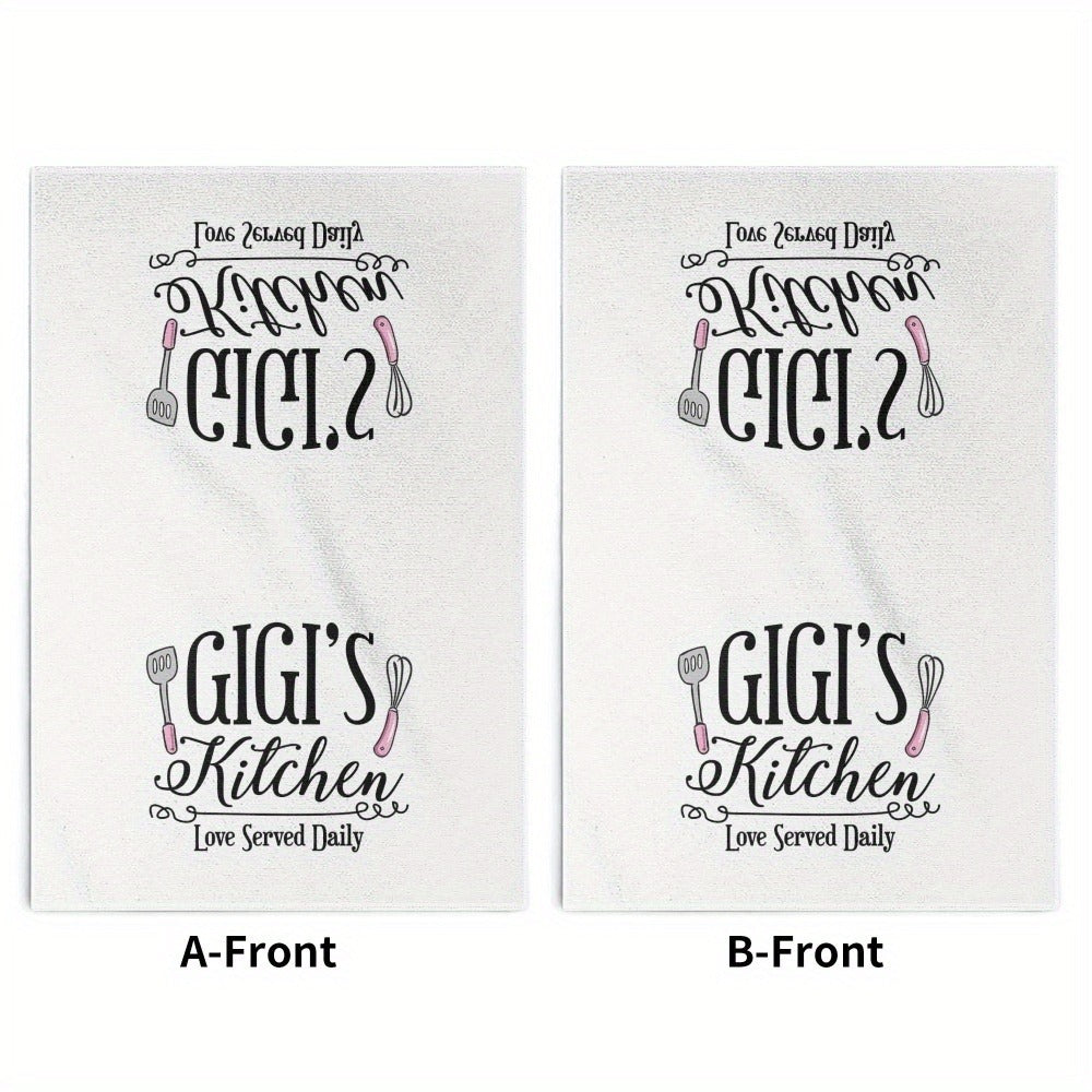 Kitchen Dish Towels 2 Pack 23.6x15.7 Inch - Decorative Hand Towels 370GSM Polyester Cartoon Utensil Graphic Love Served Daily Text Lightweight Soft Absorbent | Home Hotel Restaurant Kitchen Decor Gift