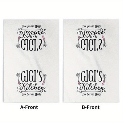 Kitchen Dish Towels 2 Pack 23.6x15.7 Inch - Decorative Hand Towels 370GSM Polyester Cartoon Utensil Graphic Love Served Daily Text Lightweight Soft Absorbent | Home Hotel Restaurant Kitchen Decor Gift