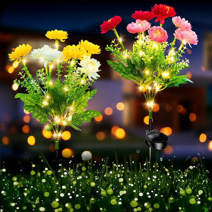 Solar Garden Lights Outdoor Waterproof – 5pcs Simulated Snow Lotus Flower LED Stake Lights for Lawn, Garden, Pathway, Courtyard, Patio Decor, Warm White Glow, Holiday Gift