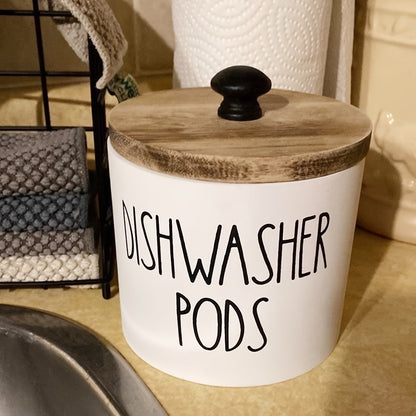 Laundry Ball Holder Round Storage Container | Bohemian Wooden Organizer for Laundry Pods Detergent Dryer Balls – Space-Saving Kitchen Bathroom Farmhouse Decor Countertop Basket