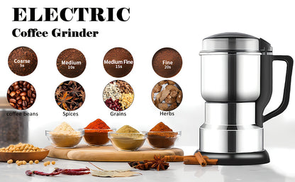 Electric Spice Grinder 300W – Multifunctional 304 Stainless Steel Coffee Bean Herb Seasoning Grain Grinder Machine for Kitchen, Large Capacity, Powerful & Fast
