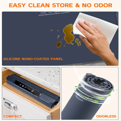 Electric Food Warming Pad Silicone 3 Temperature Levels 6-Hour Timer Foldable Full Surface Rapid Heating Tray for Buffet Party Kitchen Countertop Grayish Blue