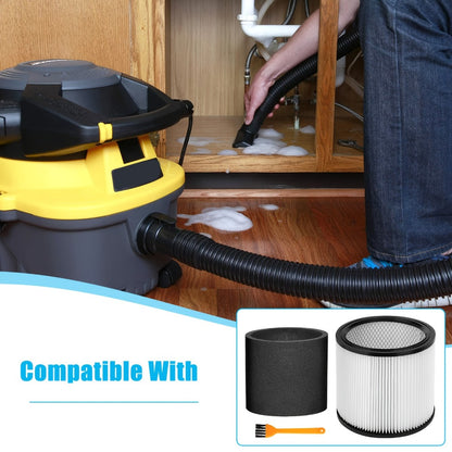 Shop Vac Replacement Filter 2-Pack – Washable Cartridge Filter Compatible with 90350 90304 90333, Fits Most Wet Dry Vacuum 5 Gallon and Above, Reusable Wet Dry Vac Filter Set