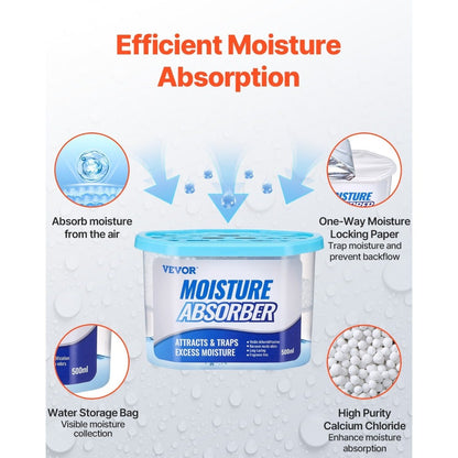 Moisture Absorber Boxes 6 Pack 500ml Calcium Chloride Dehumidifier Box Fragrance Free Humidity Absorber for Bathroom Closet Kitchen Bedroom Shoe Cabinet