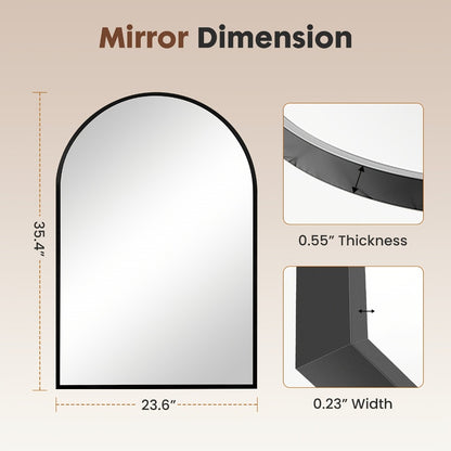 Arched Bathroom Mirror Metal Frame Wall Mounted Vanity Mirror Golden Black