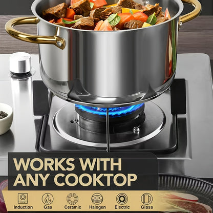 Stainless Steel Non-Stick Cookware Set 1 11 & 13 Piece – Non-Toxic Dishwasher & Oven Safe Kitchen Cooking Set | Frying Boiling Stir-Fry Pots and Pans | Golden Silver Pink Orange Home & Catering