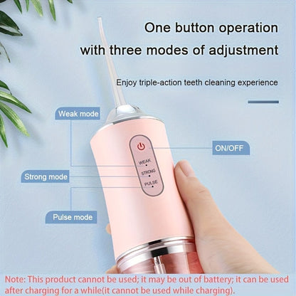 Cordless Oral Irrigator Water Flosser - 3-Mode Portable Electric Dental Cleaner with 4 Function Nozzles, Fully Automatic Oral Scrubber, Plaque Removal, USB Rechargeable, Travel-Friendly, Home Dental Care