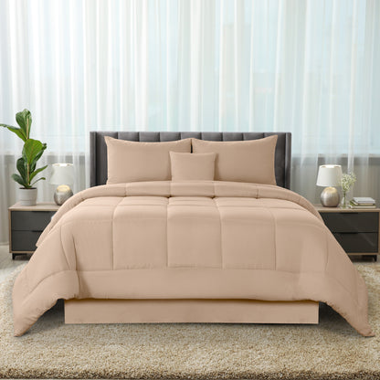5-Piece Comforter Set – Down Alternative Reversible Quilted Bedding with Bed Skirt & Pillow Shams, Twin Queen King, All Seasons – 13 Colors
