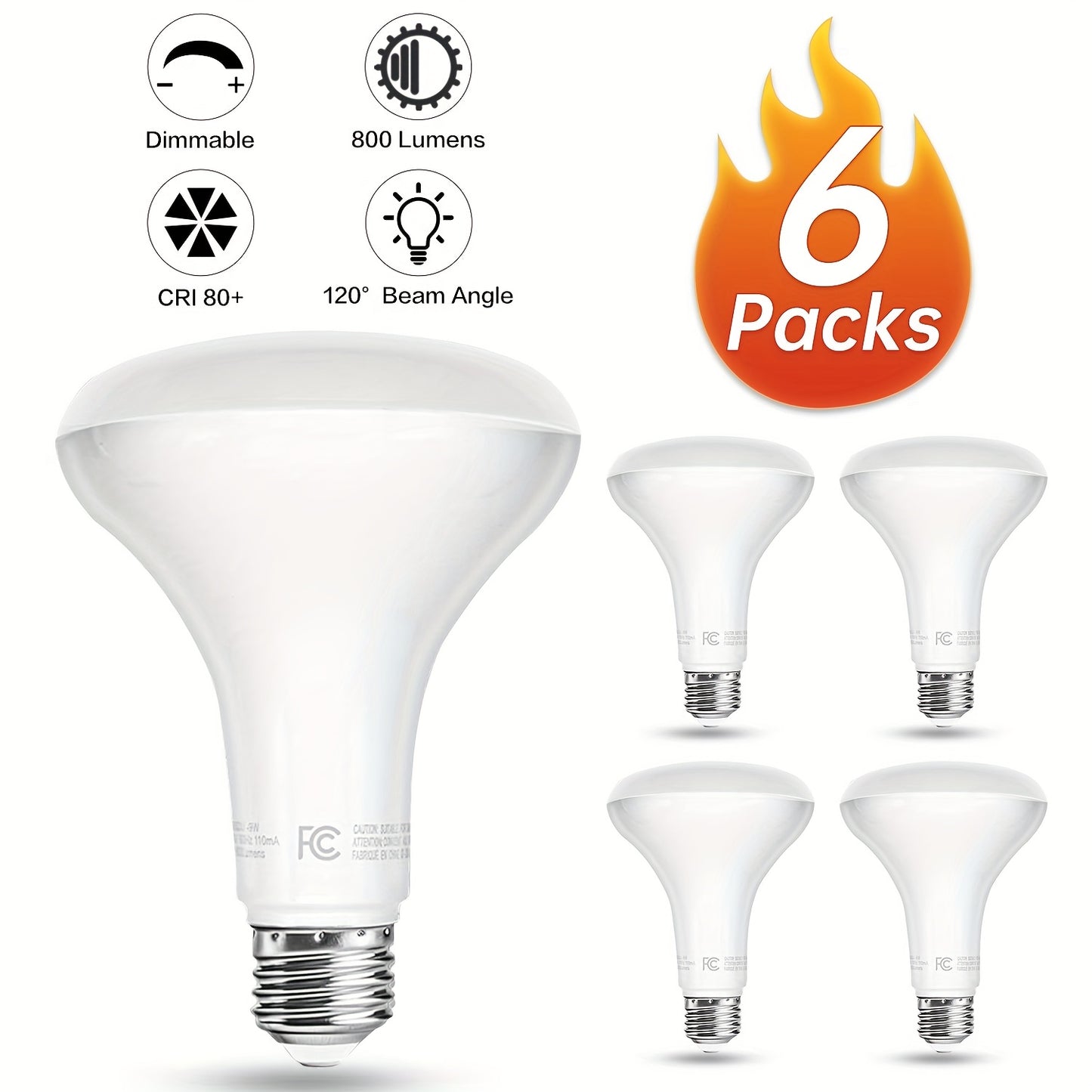 BR30 LED Flood Light Bulbs 12W 800 Lumens 5000K Daylight White Non-Dimmable – 25000 Hour Lifespan E26 Base Recessed Lighting Bulbs for Indoor Ceiling Can Lights, 6 Pack 12 Pack 24 Pack