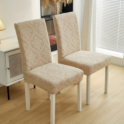 Dining Chair Covers Stretch Velvet Washable Removable Slipcovers Set of 4 or 6 for Kitchen Home Hotel Banquet — Elastic Band Silver Fox Velvet 200GSM