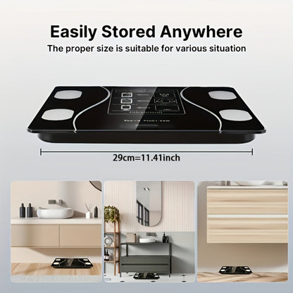 Digital Bathroom Scale Body Weight Scale LED Backlit Display Tempered Glass 400lb Capacity Compact