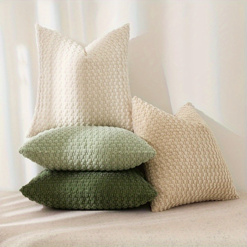 Velvet Throw Pillow Covers 4-Pack 20x20 Inch - Double-Sided Soft Cushion Covers with Zipper Closure, Machine Washable Decorative Pillowcases for Sofa Couch Bed Chair & Modern Home Decor