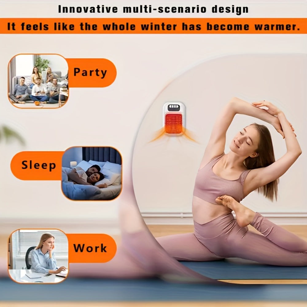 Wall Mounted Mini Electric Space Heater – Fast Heating, 3 Modes, Adjustable Temperature, Overheat & Tilt Protection, Display Screen, Portable Plug-In Heater for Home, Office, Bathroom & Pet Area