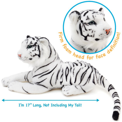 White Tiger Stuffed Animal Plush 17 Inch – Saphed Soft Plush Tiger Toy with Story Card, Premium Acrylic Fill, CPSIA Safe – Perfect Gift for Kids, Boys & Girls Ages 0+